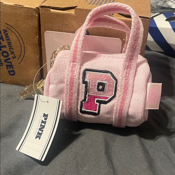 LoveShackFancy Accessories - LoveShackFancy Pink Checkered Mini Bag mini keychain charm